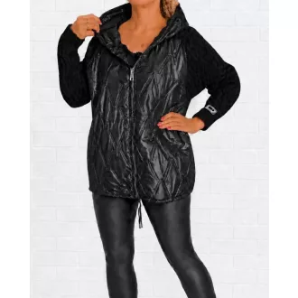   Steppelt ,kötött ujjú,zsebes,kapucnis,átmeneti kabát! fekete XL-XXL