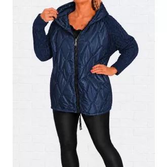   Steppelt ,kötött ujjú,zsebes,kapucnis,átmeneti kabát! kék XL-XXL