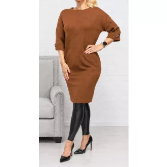 Ezüst gombdíszes,likrás kötött ruha! rozsdabarna L/XL