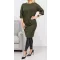 Ezüst gombdíszes,likrás kötött ruha! khaki L/XL