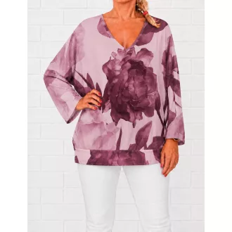   Virág mintás,V nyakú,passzés aljú felső! burgundi L-XXL