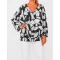 Levél  mintás,V nyakú,passzés aljú felső! fekete-fehér L-XXL