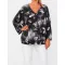 Virág mintás,V nyakú,passzés aljú felső! fekete-fehér  L-XXL