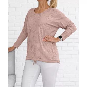 Hímzett mintás,alja kötős felső ! mályva L-XL