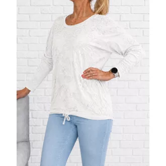 Hímzett mintás,alja kötős felső ! fehér L-XL