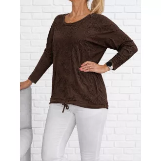 Hímzett mintás,alja kötős felső ! csokibarna L-XL