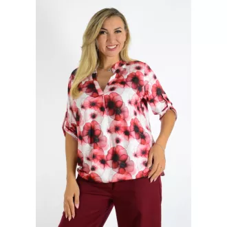   Virágos,ingfazonú ,gumis aljú felső! eper-bordó-fehér L-XXL