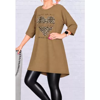   Strasszos szívecskés,hátulja hosszabb tunika ! camel XXL-3XL