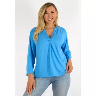 Egyszínű, ingfazonú ,gumis aljú felső! kék L-XXL