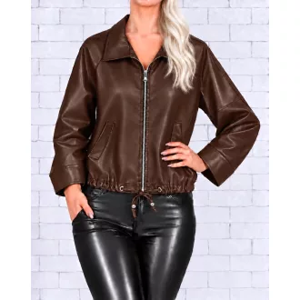   Zsebes,cipzáras,alja kötős,műbőr kabát! csokibarna L-XL