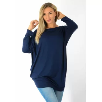Egyszínű,aszimmetrikus lenge tunika! sötétkék L-XXL