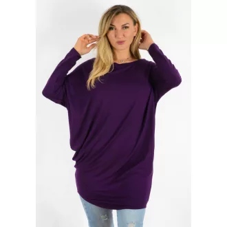 Egyszínű,aszimmetrikus lenge tunika! padlizsán L-XXL