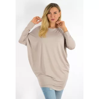Egyszínű,aszimmetrikus lenge tunika! bézs L-XXL