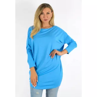Egyszínű,aszimmetrikus lenge tunika! kék L-XXL