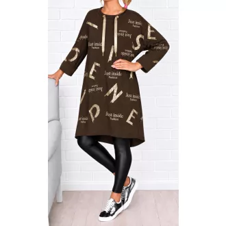   Arany betűmintás,hátulja hosszabb,zsebes,prémium tunika ! csokibarna L-XXL