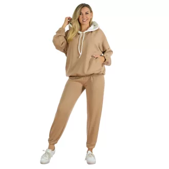   Kapucnis,kenguruzsebes,strasszos YESSTORY szett ! camel L-XXL