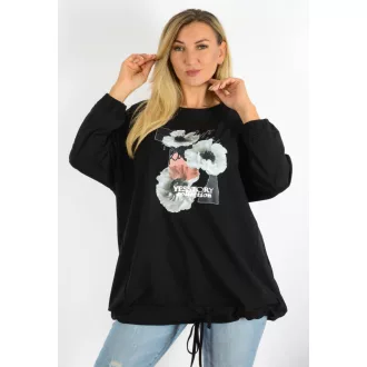 Virágos,YESSTORY,alja kötős tunika ! fekete XXL-3XL