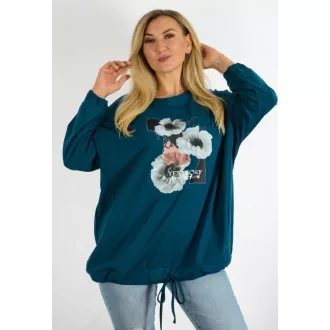 Virágos,YESSTORY,alja kötős tunika ! petrol XXL-3XL