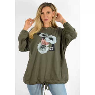 Virágos,YESSTORY,alja kötős tunika ! khaki XXL-3XL