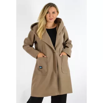 Kapucnis,zsebes szövet kabát! camel XL-XXL