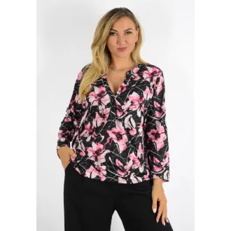   Virágos,ingfazonú ,gumis aljú felső! rózsaszín-fekete L-XXL