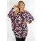 Virágos,aszimmetrikus tunika ! rózsaszín-fekete L-XXL