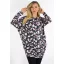 Levél mintás,aszimmetrikus tunika ! padlizsán-fekete-fehér-bordó L-XXL