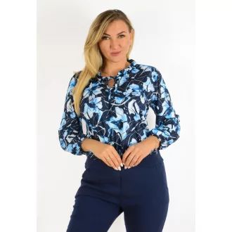   Virág mintás,nyaknál kötős felső! kék-sötétkék L-XL
