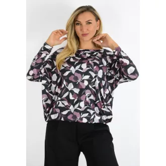   Levél mintás,aszimmetrikus,gumis aljú felső! padlizsán-fehér-fekete-bordó L-XXL