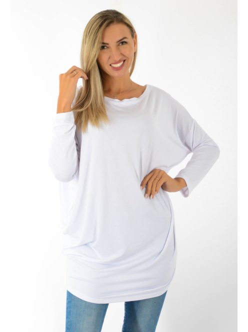 Egyszínű,aszimmetrikus, lenge tunika! törtfehér L-XXL
