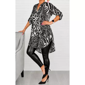   Leopárd mintás hátulja hosszabb ingtunika! szürke-fekete XL-3XL