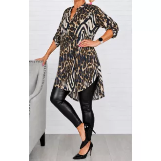  Ocelot mintás hátulja hosszabb ingtunika! sötétkék-camel XL-3XL