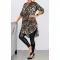 Ocelot mintás hátulja hosszabb ingtunika! sötétkék-camel XL-3XL