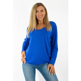 Egyszínű, V nyakú ,gumis aljú felső! királykék  L-XXL