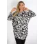 Mintás,aszimmetrikus tunika ! ekrü-fekete L-XXL