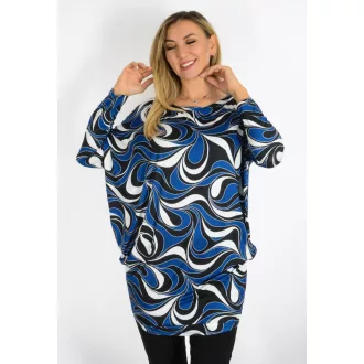 Mintás,aszimmetrikus tunika ! kék-fekete L-XXL