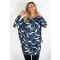 Mintás,aszimmetrikus tunika ! kék-fekete L-XXL