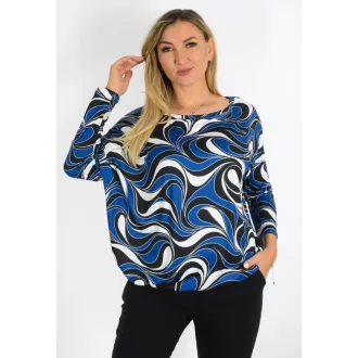 Mintás,aszimmetrikus,gumis aljú felső! kék-fekete L-XXL