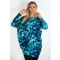 Virágos,aszimmetrikus tunika ! türkiz L-XXL
