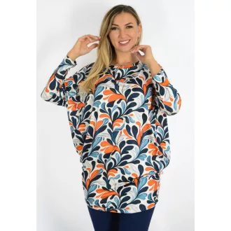   Leveles,aszimmetrikus tunika ! sötétkék-fehér-terrakotta L-XXL