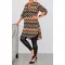 Cikk-cakk mintás hátulja hosszabb ingtunika! fekete-fehér-camel XL-3XL