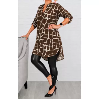   Mintás hátulja hosszabb ingtunika! csokibarna-fehér XL-3XL
