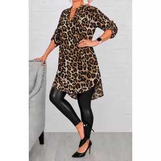  Leopárd mintás hátulja hosszabb ingtunika! barna-bézs-fekete XL-3XL