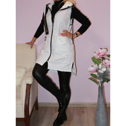Steppelt ,kapucnis,zsebes ,cipzáras mellény! fehér  L-XL