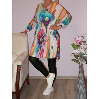 Virág mintás V nyakú tunika ! XXL-3XL