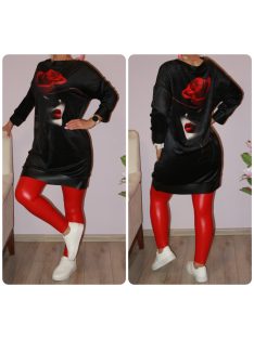   Rózsás,arcmintás,plüss anyagú,latex díszítéses tunika!  L-XL