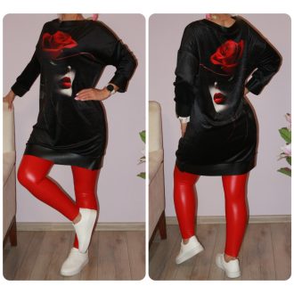   Rózsás,arcmintás,plüss anyagú,latex díszítéses tunika!  L-XL