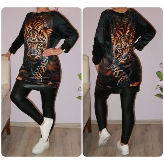 Leopárdos,plüss anyagú,latex díszítéses tunika!  L-XL