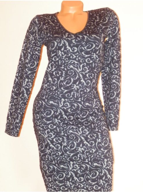 Szupercsinos,mintás V nyakú elegáns RUCY FASHION ruha! S