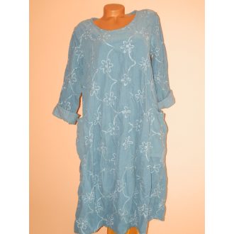   Zsebes,hímzett,laza-lenge,bársony ruha! Több szín! XL-XXL